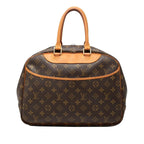 Louis Vuitton Monogram Deauville Handbag Brown Leather
