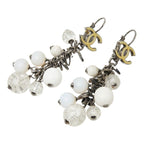 Chanel CC Logo Earrings Silver Yellow Metal
