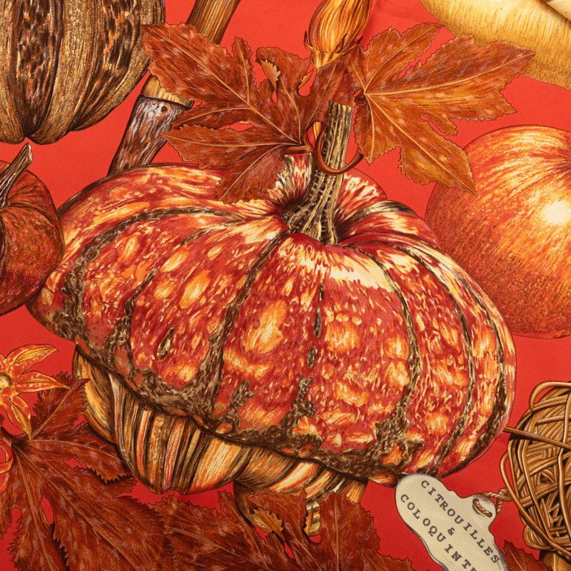 Hermes Carre 90 Citrouilles Et Coloquintes Pumpkin and Colocinto Scarf Large — view 6