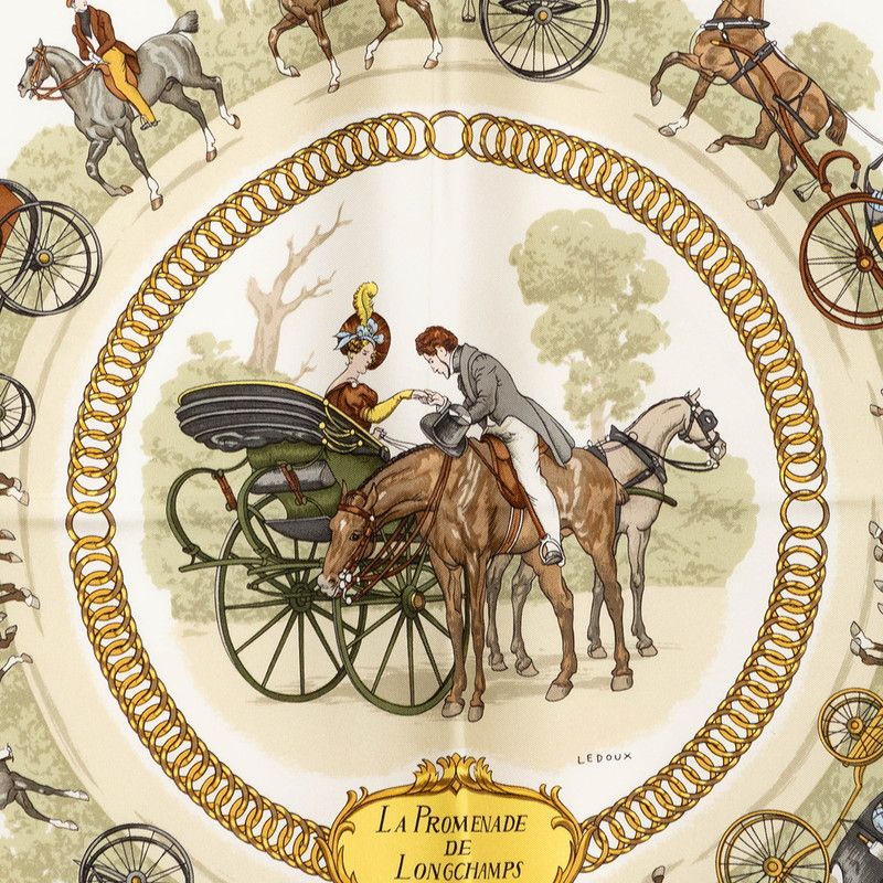 Hermes Carre 90 la Promenade de Longchamps Walk to Long Chien Scarf Large Pink — view 4