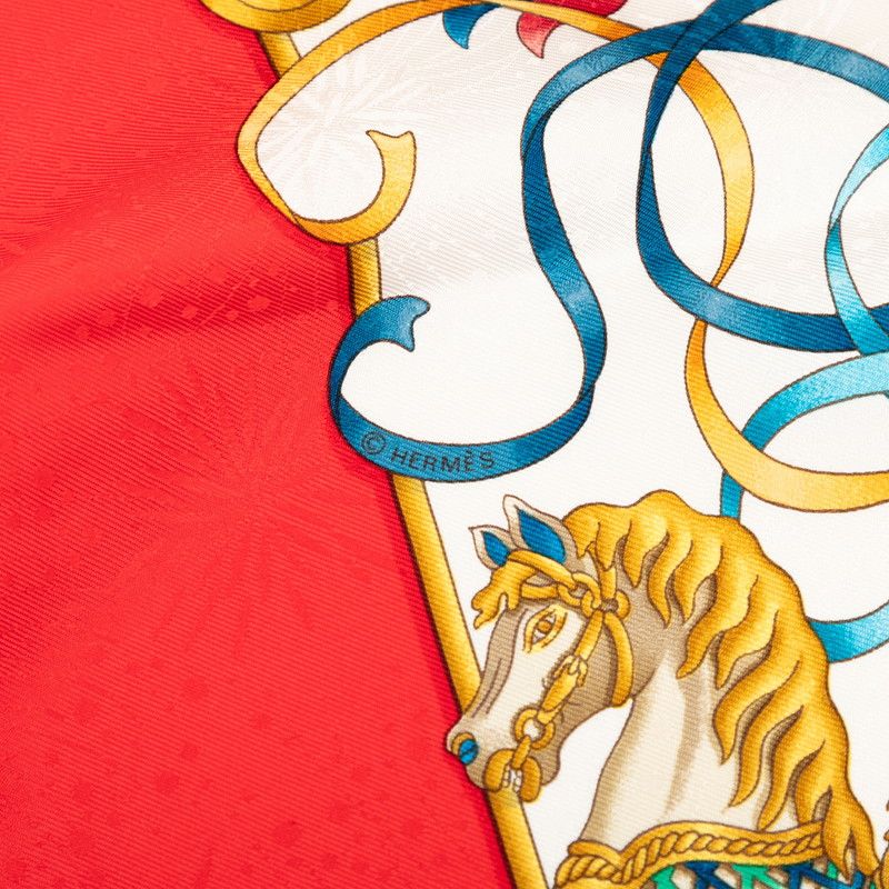 Hermes Carre 90 Luna Park Amusement Scarf Large Red Silk — view 5