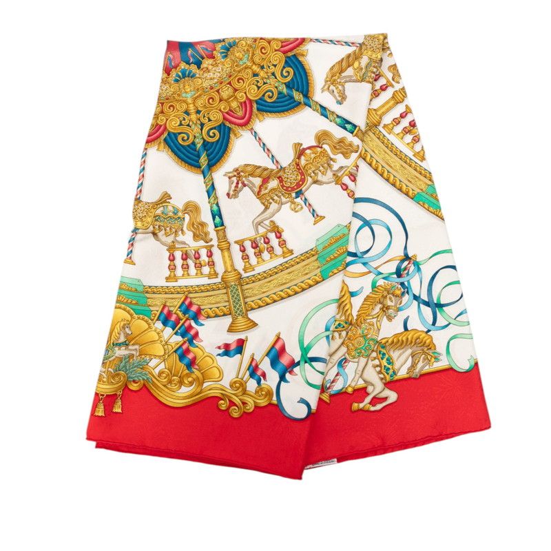 Hermes Carre 90 Luna Park Amusement Scarf Large Red Silk — view 2