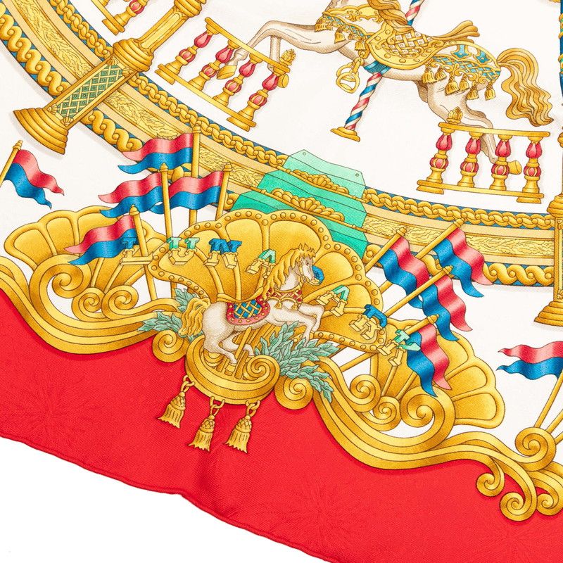 Hermes Carre 90 Luna Park Amusement Scarf Large Red Silk — view 3