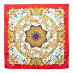 Hermes Carre 90 Luna Park Amusement Scarf Large Red Silk