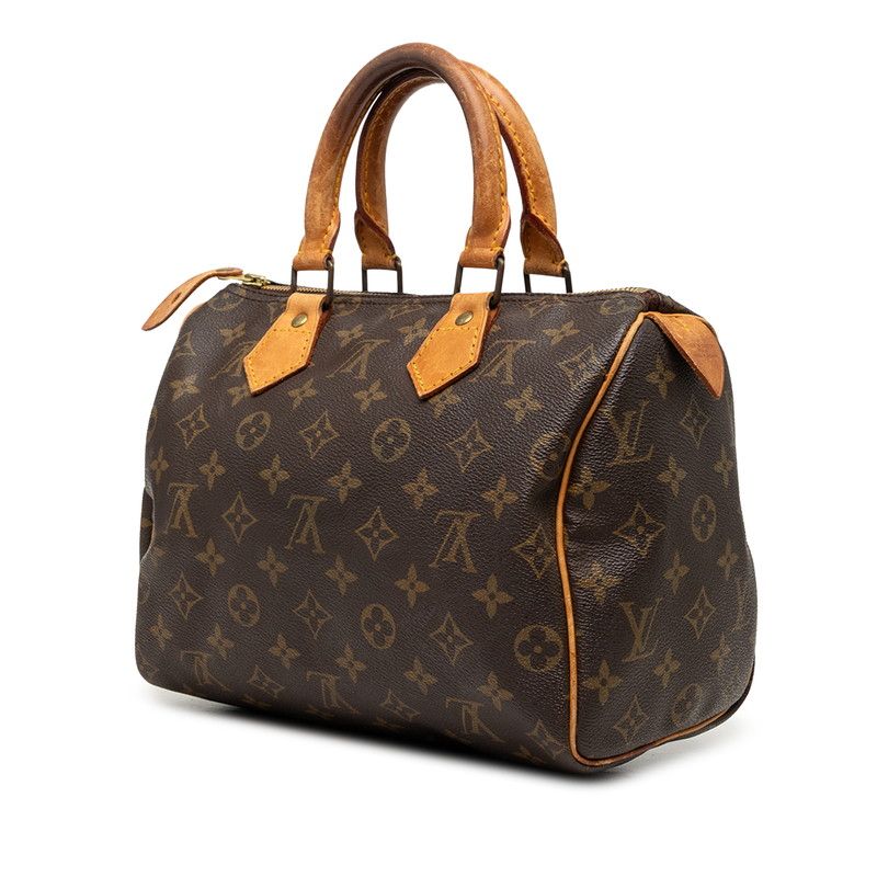 Louis Vuitton Monogram Speedy 25 Mini Boston Bag Brown Leather — view 2