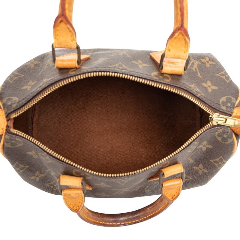 Louis Vuitton Monogram Speedy 25 Mini Boston Bag Brown Leather — view 7
