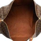 Louis Vuitton Monogram Keepall 60 Boston Bag Brown Leather — view 4