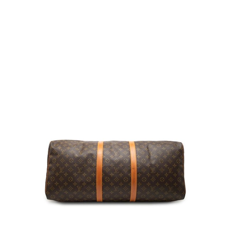 Louis Vuitton Monogram Keepall 60 Boston Bag Brown Leather — view 3