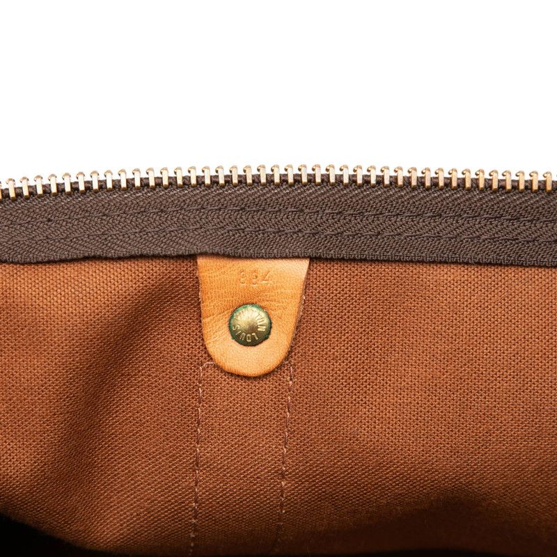 Louis Vuitton Monogram Keepall 60 Boston Bag Brown Leather — view 5