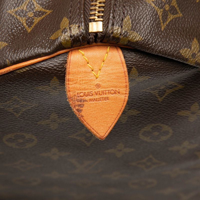 Louis Vuitton Monogram Keepall 60 Boston Bag Brown Leather — view 6