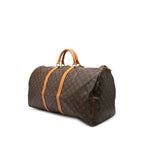 Louis Vuitton Monogram Keepall 60 Boston Bag Brown Leather — view 2