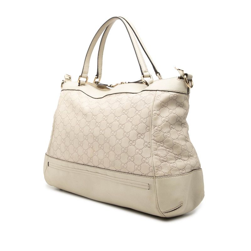 Gucci Guccissima Interlocking Mayfair Tote Shoulder Bag 2-Way Beige Leather — view 2