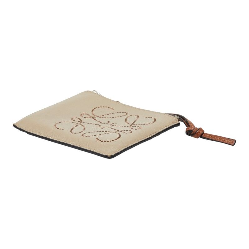 Loewe Anagram Coin Case Card Beige Brown Leather — view 4