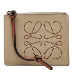 Loewe Anagram Coin Case Card Beige Brown Leather