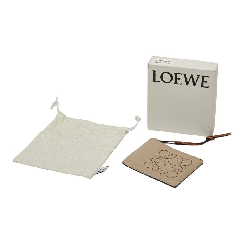 Loewe Anagram Coin Case Card Beige Brown Leather — view 9