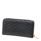 Saint Laurent Monogram YSL Logo Zip Around Wallet Black Leather — view 2