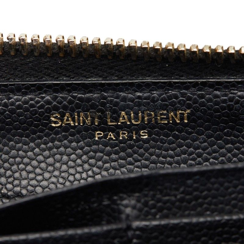 Saint Laurent Monogram YSL Logo Zip Around Wallet Black Leather — view 7