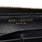 Saint Laurent Monogram YSL Logo Zip Around Wallet Black Leather — view 7