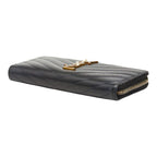 Saint Laurent Monogram YSL Logo Zip Around Wallet Black Leather — view 4