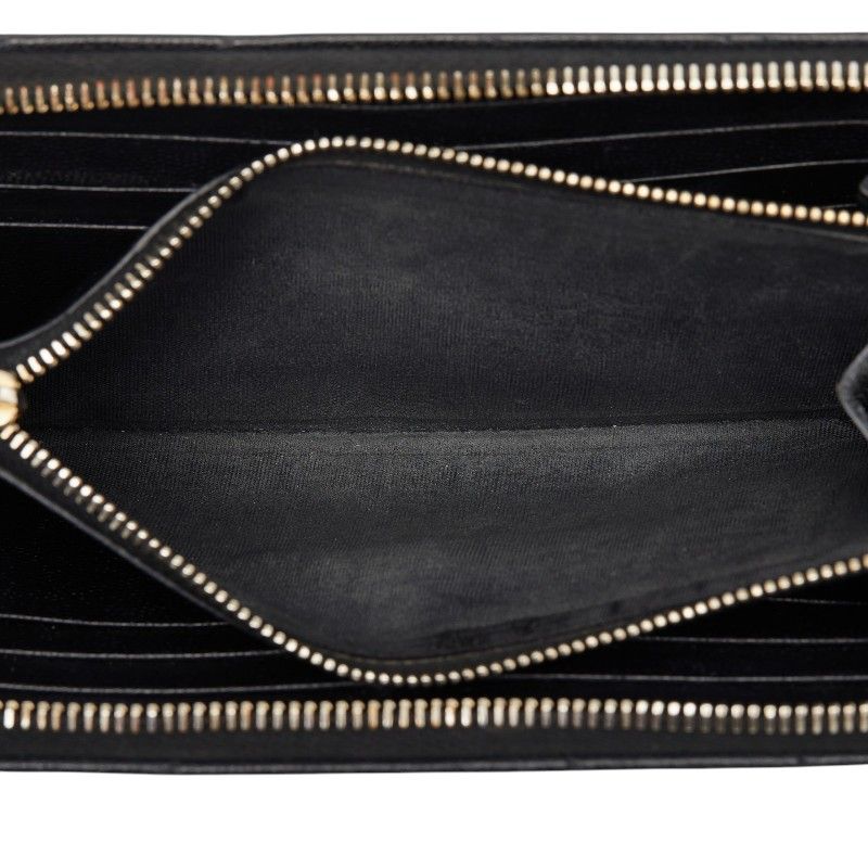 Saint Laurent Monogram YSL Logo Zip Around Wallet Black Leather — view 6