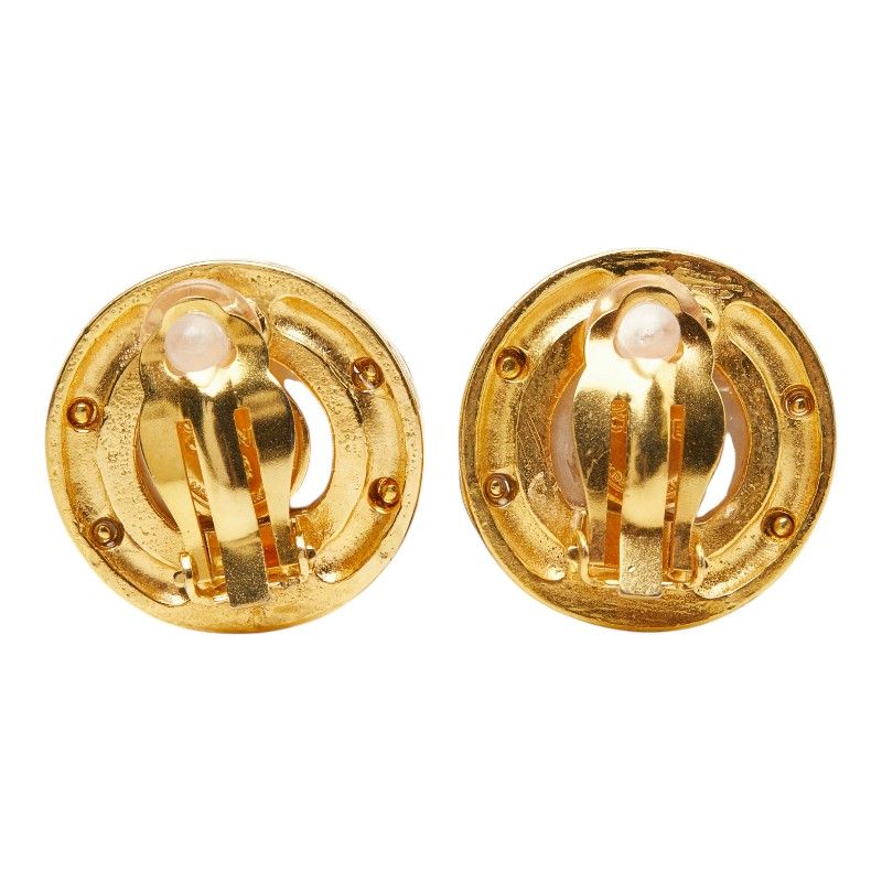 Chanel CC Logo Earrings Gold Plated Faux Pearl — view 3
