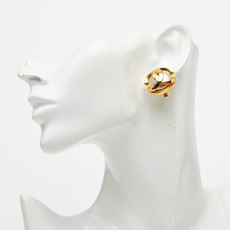 Chanel CC Logo Earrings Gold Plated Faux Pearl — view 5