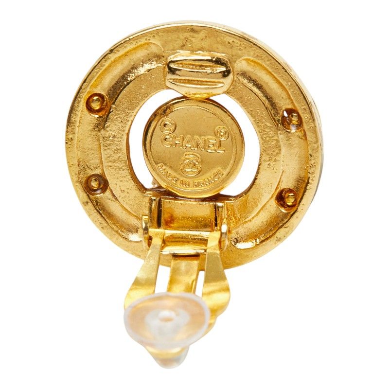 Chanel CC Logo Earrings Gold Plated Faux Pearl — view 4
