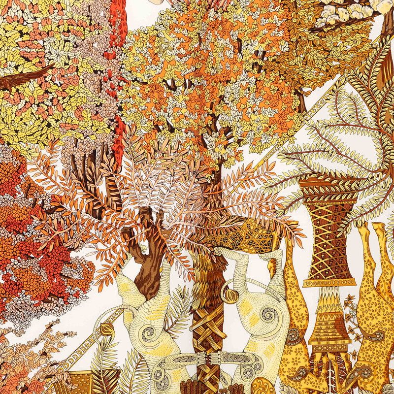 Hermes Carre 90 les Legendes de L'arbre Wood Legend Scarf Large Yellow Multicolo — view 4