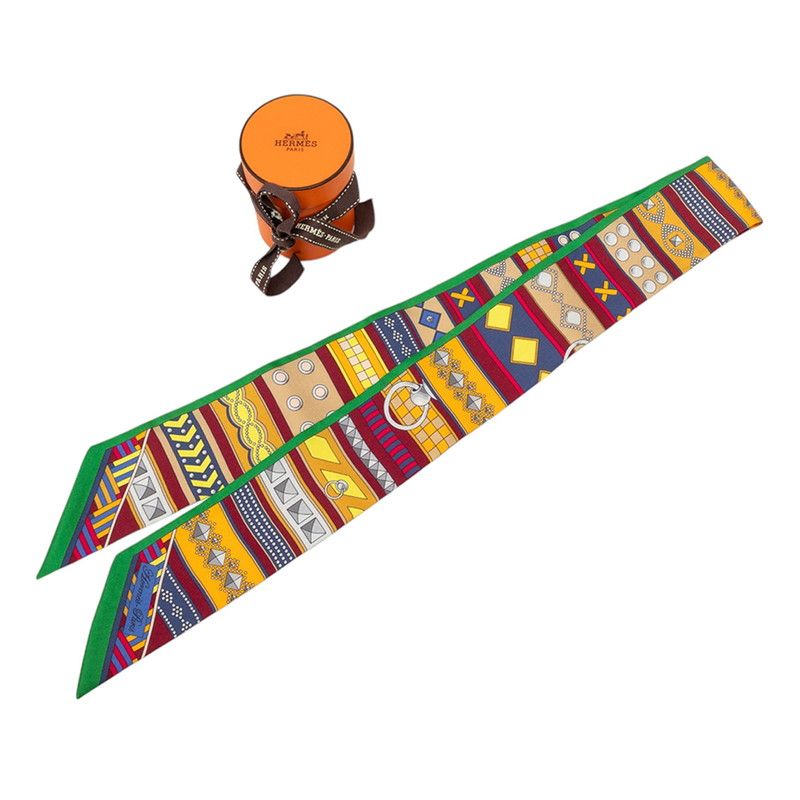 Hermes Twill Colliers de Chiens Collier de Chien Scarf Multicolor Silk — view 5