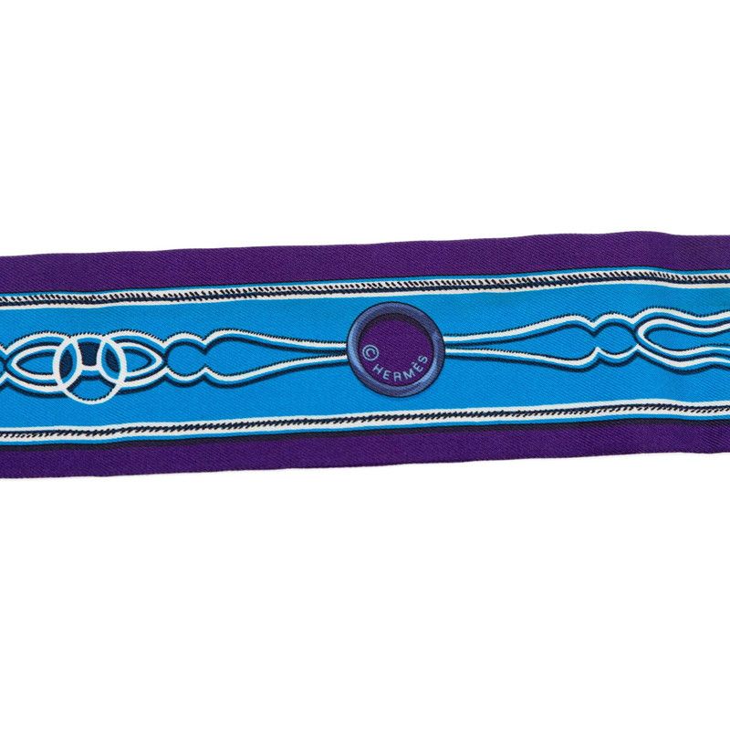 Hermes Twilly Maillon Scarf Blue Purple Silk — view 3