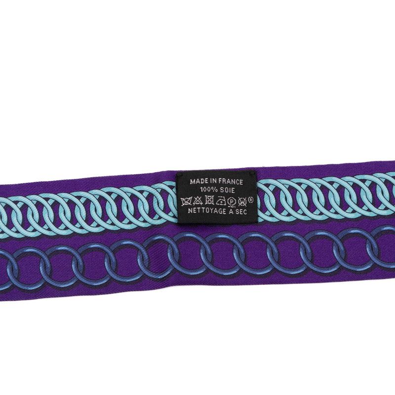 Hermes Twilly Maillon Scarf Blue Purple Silk — view 4