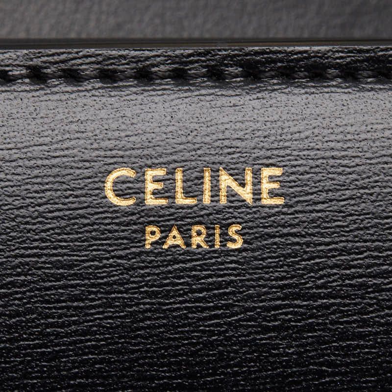 Celine Triomphe Compact Wallet Trifold Black Leather — view 8