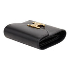 Celine Triomphe Compact Wallet Trifold Black Leather — view 5