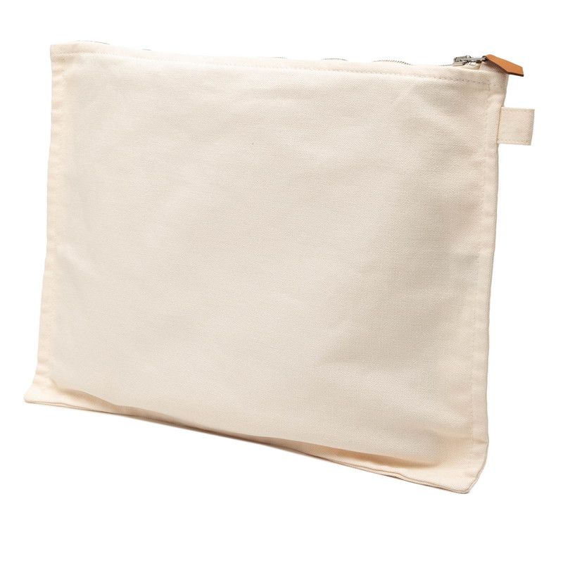 Hermes Bora Pouch Set Clutch Ivory Cotton — view 3