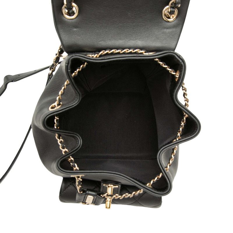 Chanel Quilted CC Logo Small Backpack Black Gold Calfskin — view 4