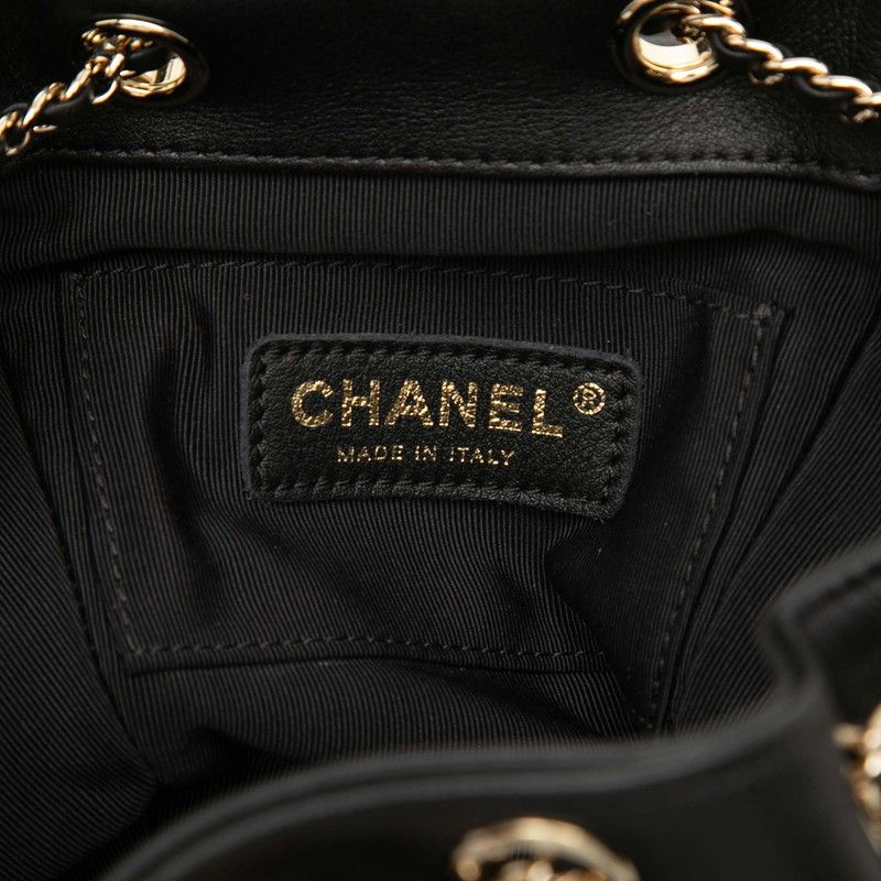Chanel Quilted CC Logo Small Backpack Black Gold Calfskin — view 5