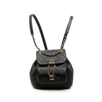 Chanel Quilted CC Logo Small Backpack Black Gold Calfskin