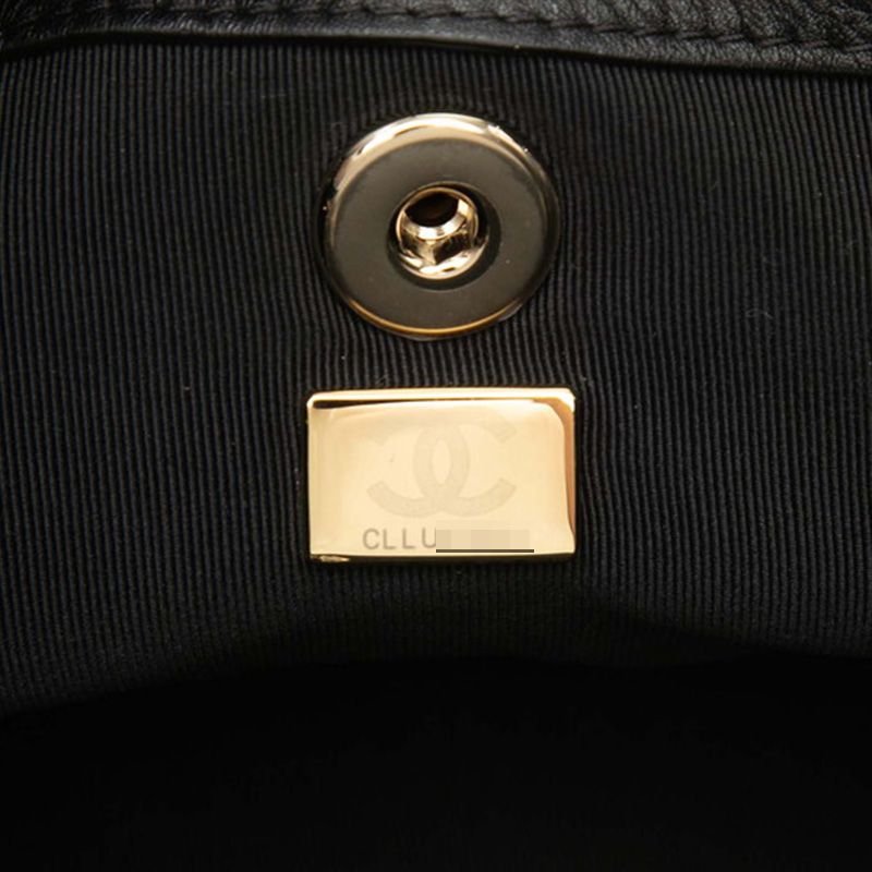 Chanel Quilted CC Logo Small Backpack Black Gold Calfskin — view 6