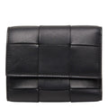 Bottega Veneta Maxi Intrecciato Cassette Trifold Wallet Black Leather