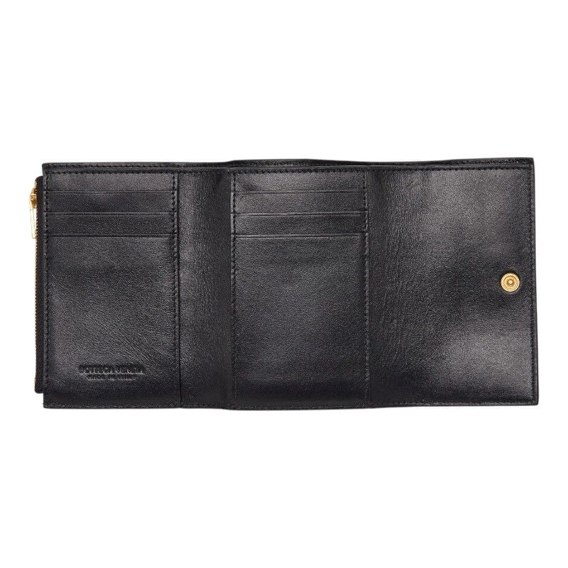 Bottega Veneta Maxi Intrecciato Cassette Trifold Wallet Black Leather — view 6