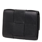 Bottega Veneta Maxi Intrecciato Cassette Trifold Wallet Black Leather — view 2