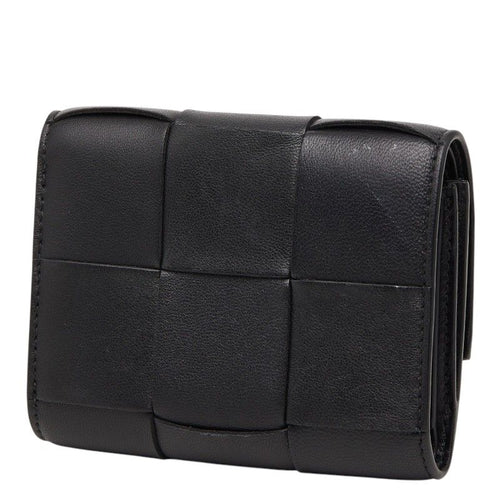 Bottega Veneta Maxi Intrecciato Cassette Trifold Wallet Black Leather — view 2