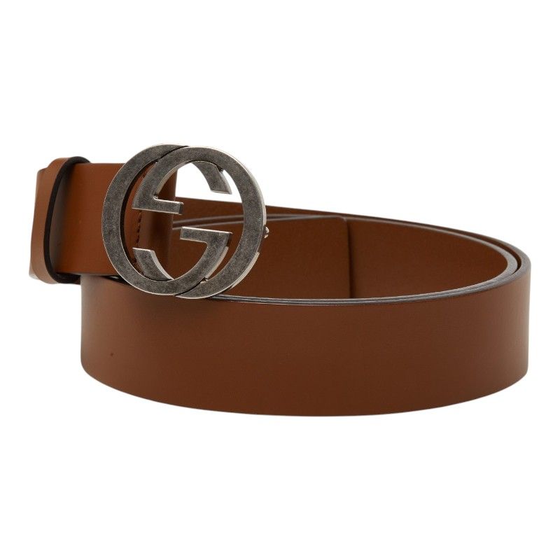 Gucci Interlocking 105 42 Brown Leather Belt — view 2