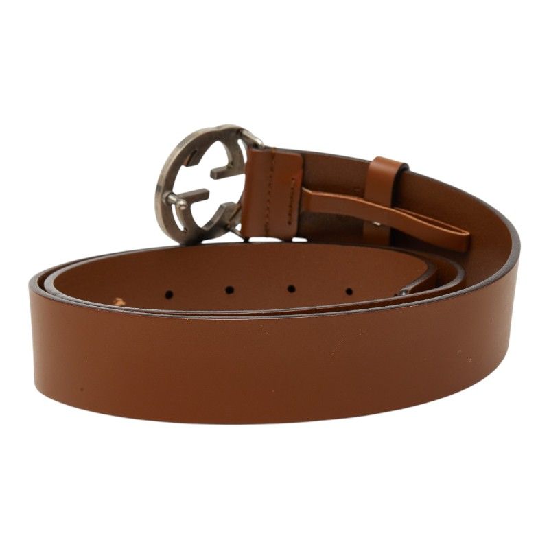 Gucci Interlocking 105 42 Brown Leather Belt — view 3