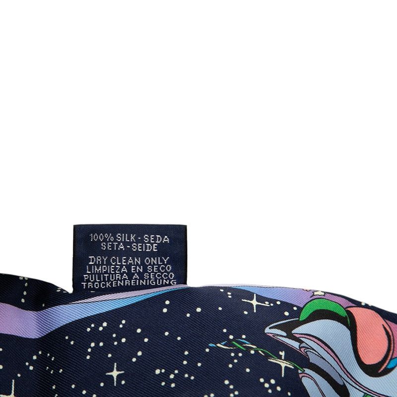 Hermes Twilly Space Derby Scarf Navy Multicolor Silk — view 6