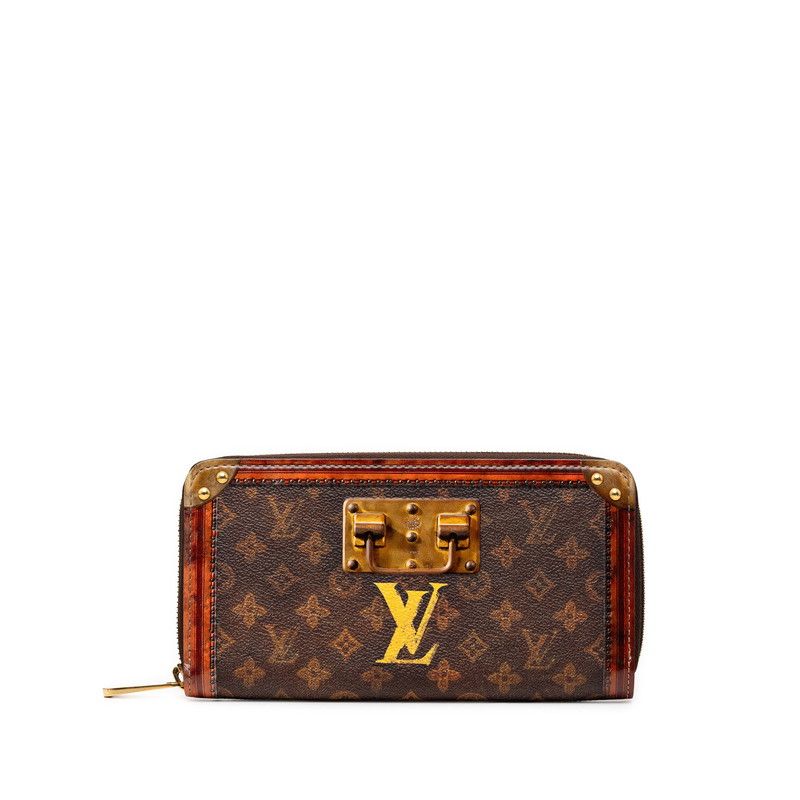 Louis Vuitton Monogram Transformed Trunk Time Zippy Wallet Brown Leather