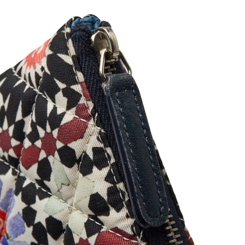 Chanel CC Logo Christmas Limited Clutch Pouch Multicolor Canvas Lambskin — view 6