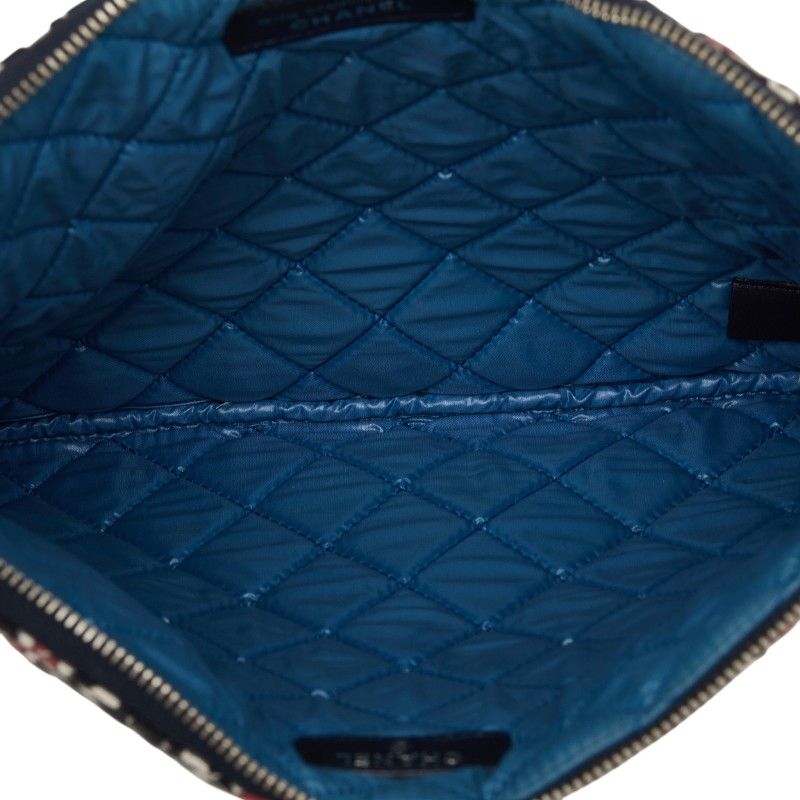 Chanel CC Logo Christmas Limited Clutch Pouch Multicolor Canvas Lambskin — view 7