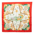 Hermes Balade Oceane Sea Walk Scarf Red White Multi Color Silk