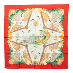 Hermes Balade Oceane Sea Walk Scarf Red White Multi Color Silk